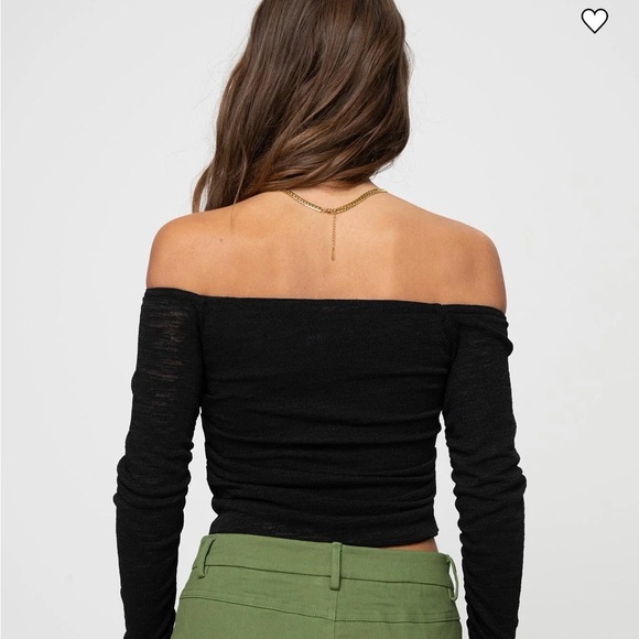 Princess Polly Off-Shoulder Black Long Sleeve Top - Picture 5 of 5